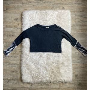 Phanuel Anthropologie Sz L Dye Cuffs Gray Crop Top